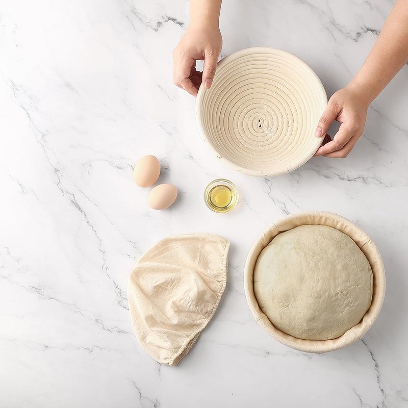 Saint Germain Bakery سلة بانتون للخبز المستديرة الفاخرة من سان جيرمان بيكري مع بطانة - سلة مثالية لإثبات البروتفورم لصنع الخبز الجميل (10 بوصة) - Image 5